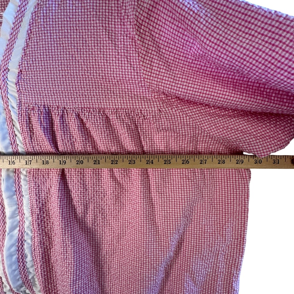 Country Store Pink Gingham Seersucker Robe Housecoat Cotton Zip Front 2X Plus - Picture 5 of 7